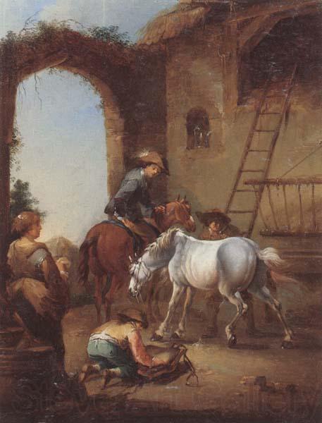 unknow artist Horsemen saddling their horses Spain oil painting art